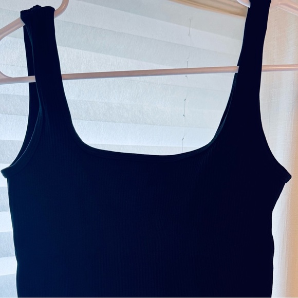 Black Women's Full Length Fitted Ribbed Bodysuit Jumpsuit - Picture 7 of 9